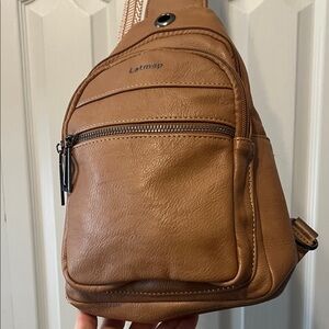 Latmap Elegant Tan/ White Crossbody Bag-Women’s-Adjustable Strap-